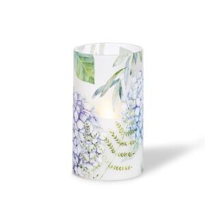 illumaflame Natural LED Flame Technology 3.5” x 6” LED Candle. Purple Floral.
